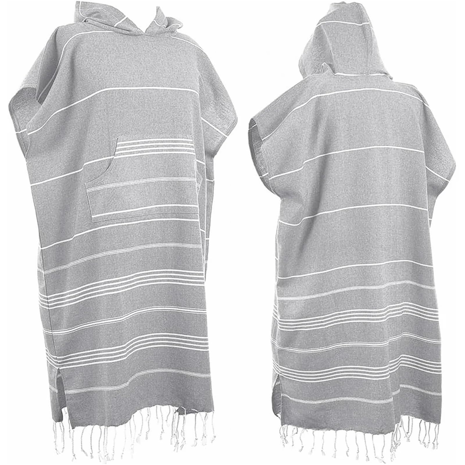 Poncho da surf con cappuccio, 120x90 cm, for uomo e donna, for nuotare, spiaggia, viaggi, asciugatura rapida, accappatoio, mantello, asciugamano bagno Poncho da Spiaggia(Light grey)