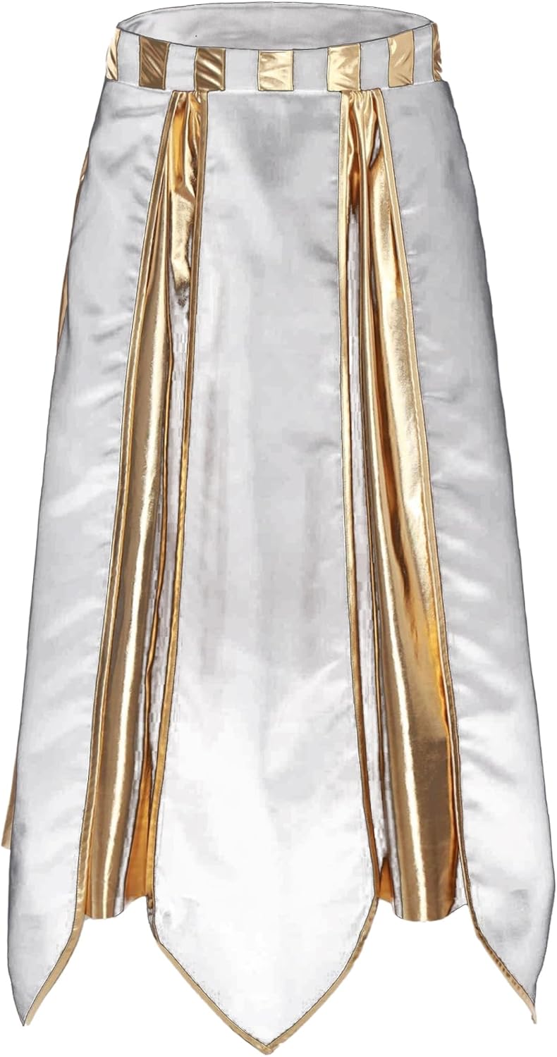 Mens Ancient Roman Costume Leggings Greek Egypt King Egyptian Trousers Rave Outfits Long Pants White X-Large