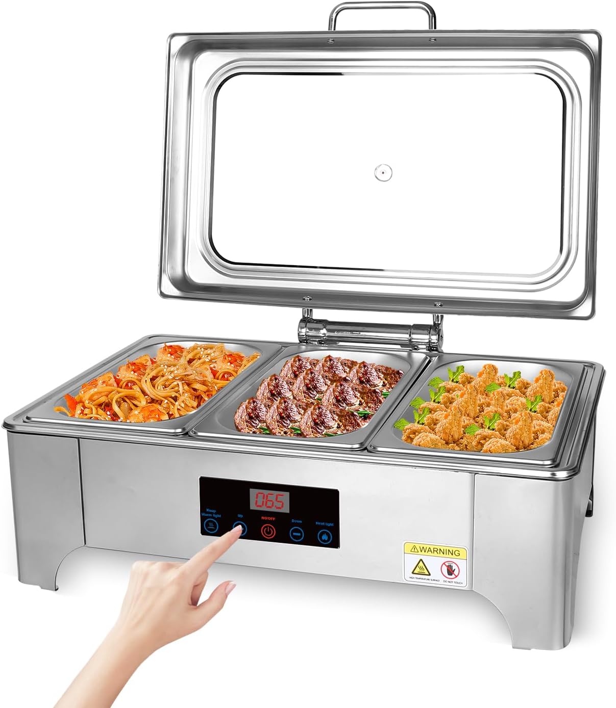 Electric Chafing Dishes Buffet Set: Stainless Steel Chaffing Server Chafer with Temperature Control (Third Size)