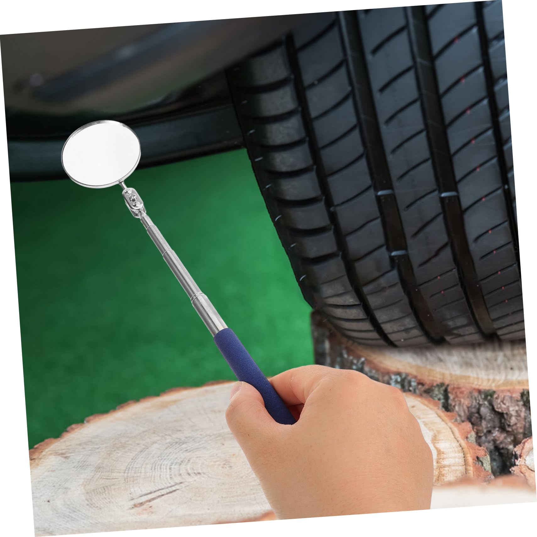 STOBAZA 2pcs Telescoping Mirror for Vehicle Inspection Extendable Auto Tool Mechanics Inspection Mirror