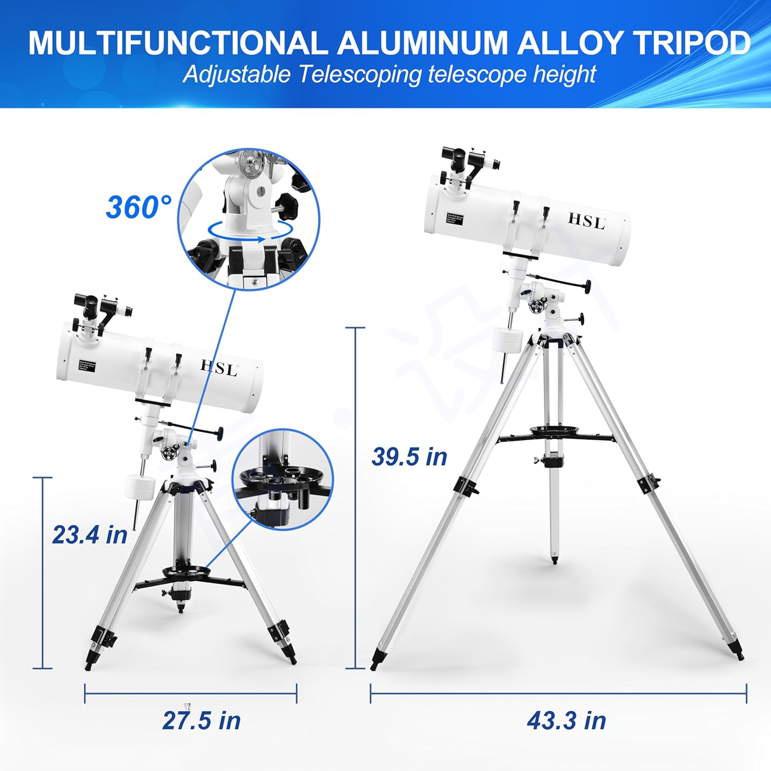 HSL Telescope 150EQ Astronomical Professional Telescope for Adults High Powered,750mm focal length Reflector Astronomy Telescopes for Beginners,Comes with Phone Adapter,5 color Filter and Carrying Bag