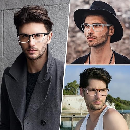 Miniatura 7 de DAMIDEO Paquete de 5 lentes de lectura de gran tamaño con bloqueo de luz azul para hombres con marco ancho de cabeza grande, lentes ligeros