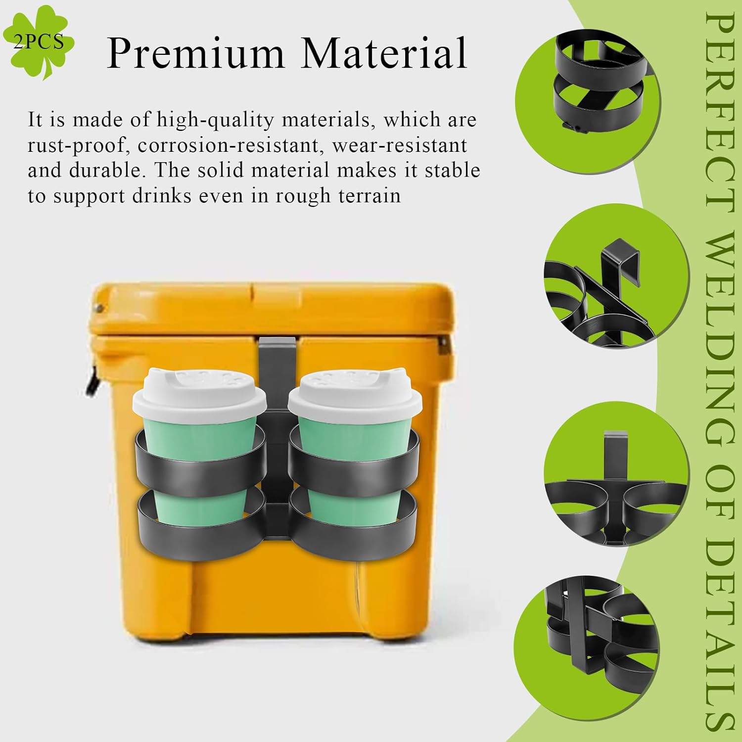 1 Pc Cooler Beverage Holder, Compatible with YETI Tundra Coolers & RTIC Coolers, Fits for Supporting Most Beverage Cans, Bottles, Tumblers, Cups, Biforous Cooler Cup Holder, Cooler Accessory, 3.25" D