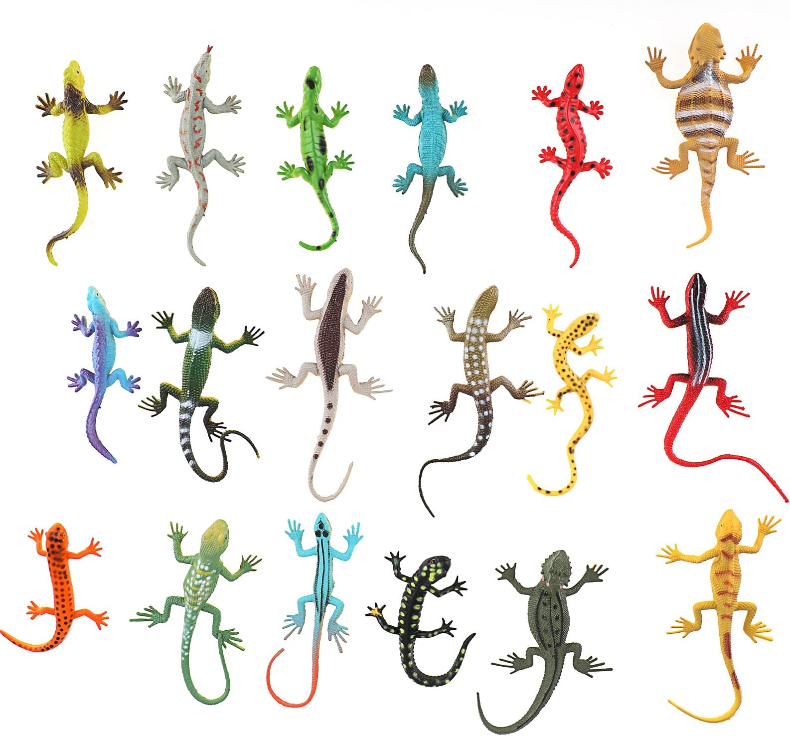 Thinp 18pcs Lizard Figurine,Fake Lizard Colorful Plastic Lizard Toy Reptile Lizard Animal Toys 18 Styles Lizards Diorama Toy Realistic Lizard Toy Artificial Lizards Model Reptile Toy Kids Gift