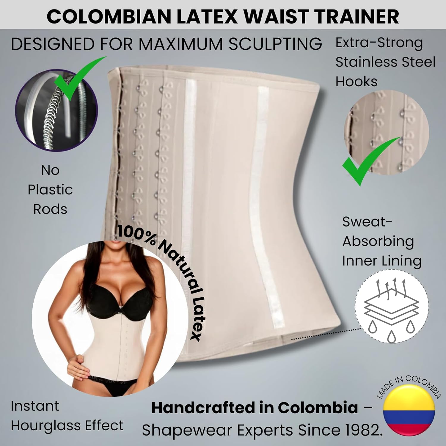 Siluet Latex Waist Trainer for Women - Underbust Waist Cincher Corset, Sport Girdle, Hourglass Body Shaper