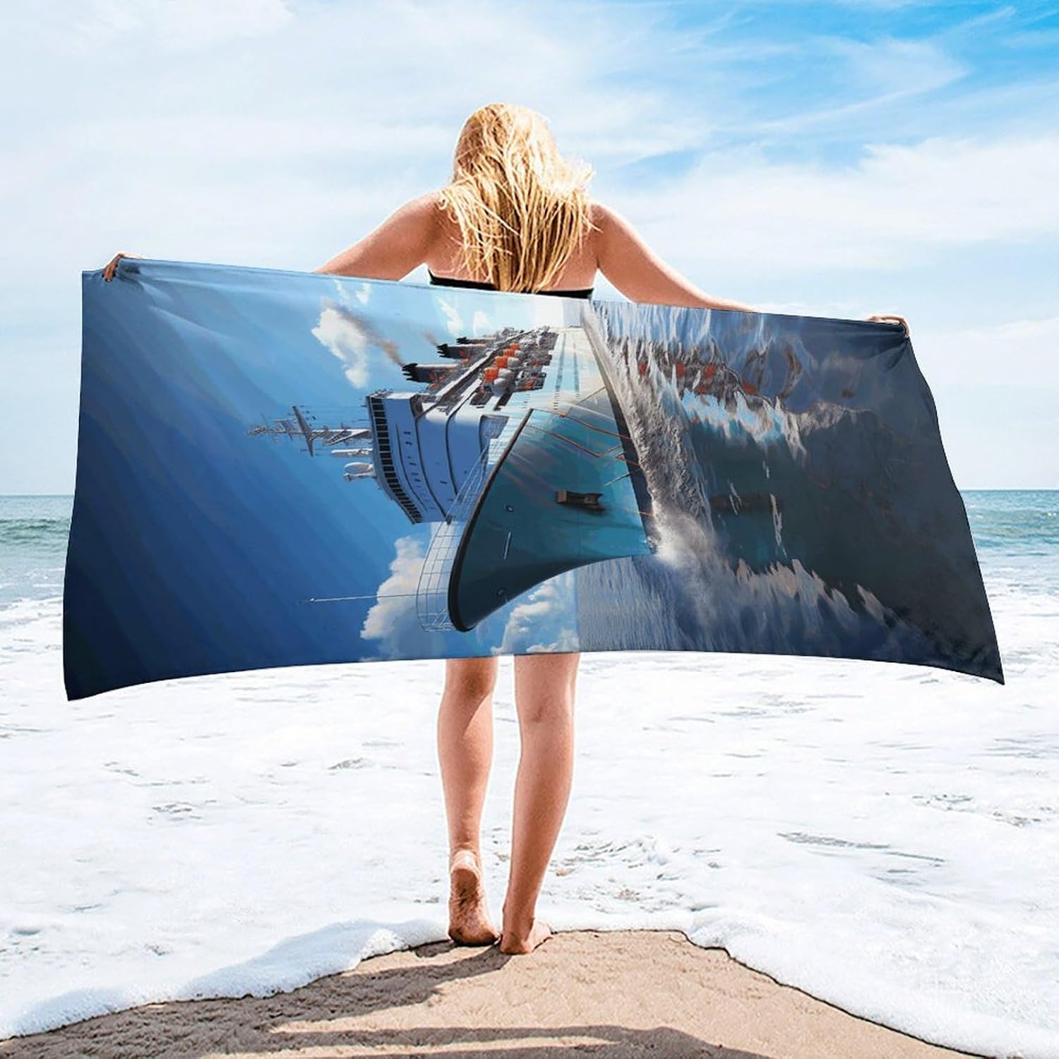Ocean Ferry Boat Towel Vacation Accessories Essentials Soft Lighterweight，Bath Towel for Adults Women Men，Bath Towels Gift for All Occasions, Machine Washable.