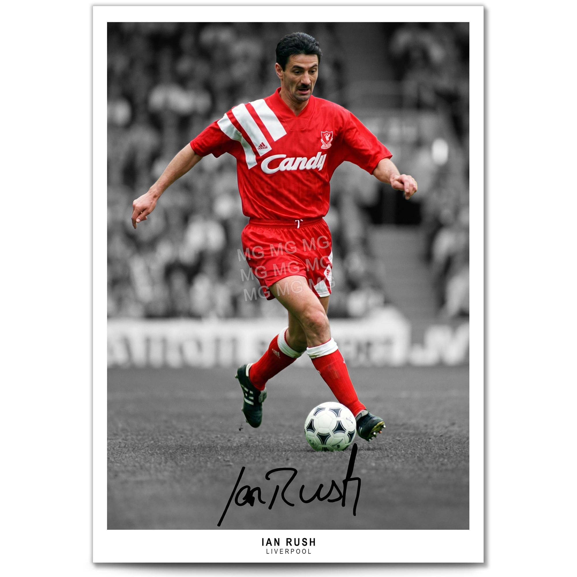 Ian Rush Liverpool Legend Signed Photo Poster A4/A3 Print Picture Display Framed Autograph Memorabilia Gift Football Fans Wales (B&W A3 print unframed)