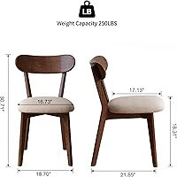 Vista 3 de 100% Solid Oak Wood Dining Chairs,Mid Century Modern Dining Chairs with Upholstered Cushion,Kitchen,Dining Room Chairs Set of 2