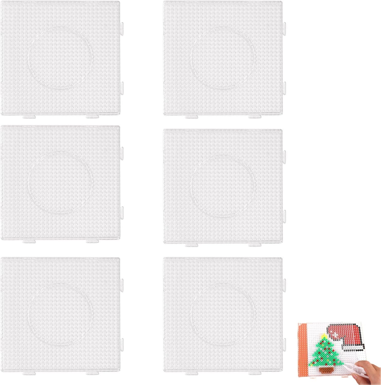 6 Pcs Pegboard Square Pegs Bead Pegboards for Beans Clear Pegboards