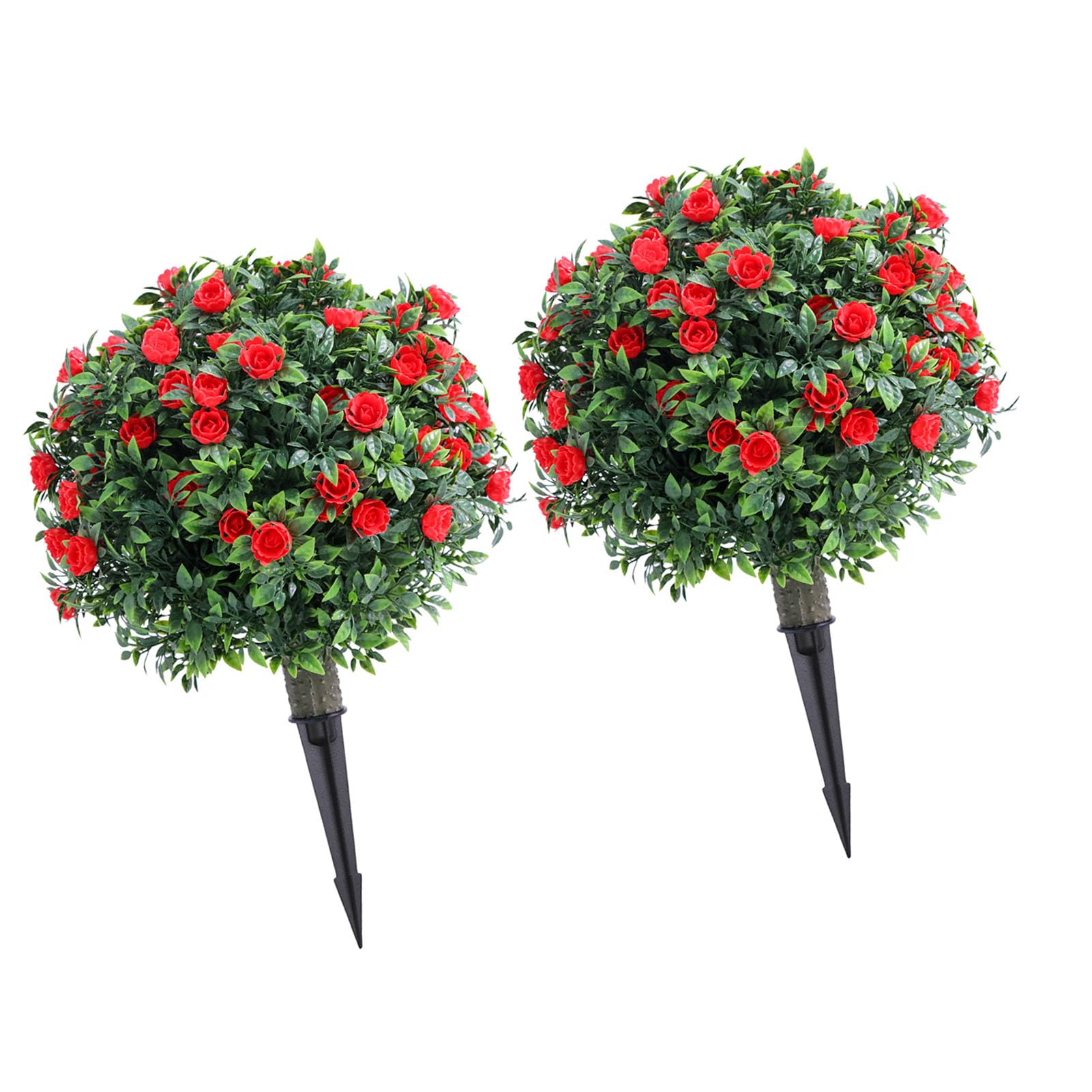 Haofy Sztuczny Topiary Drzewko z Różami Wykonane z Najwyższej Jakości Materiału PE 17,7 Cala Realistyczny Design Zapewniający Piękno Przez Cały Rok Idealny do Domowego Ogrodu lub Dekoracji Weselnych