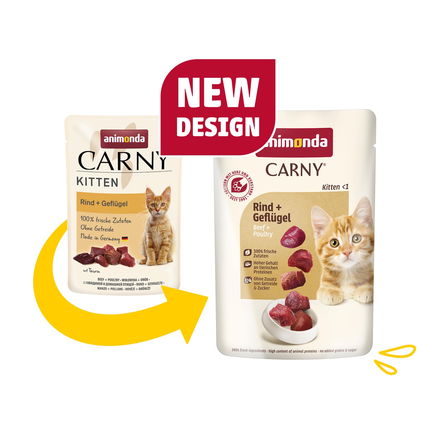 animonda Carny Kitten Katzenfutter nass Rind + Geflügel Pouch (12 x 85g) – Ansicht 2