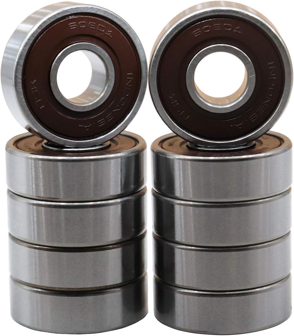 NSK 608-2RS 608DD 10Pcs Precision Bearings 8x22x7mm, Rotating Quiet High Speed and Durable ＆ Double Rubber Seal and Pre-Lubricated, Deep Groove Ball Bearings.