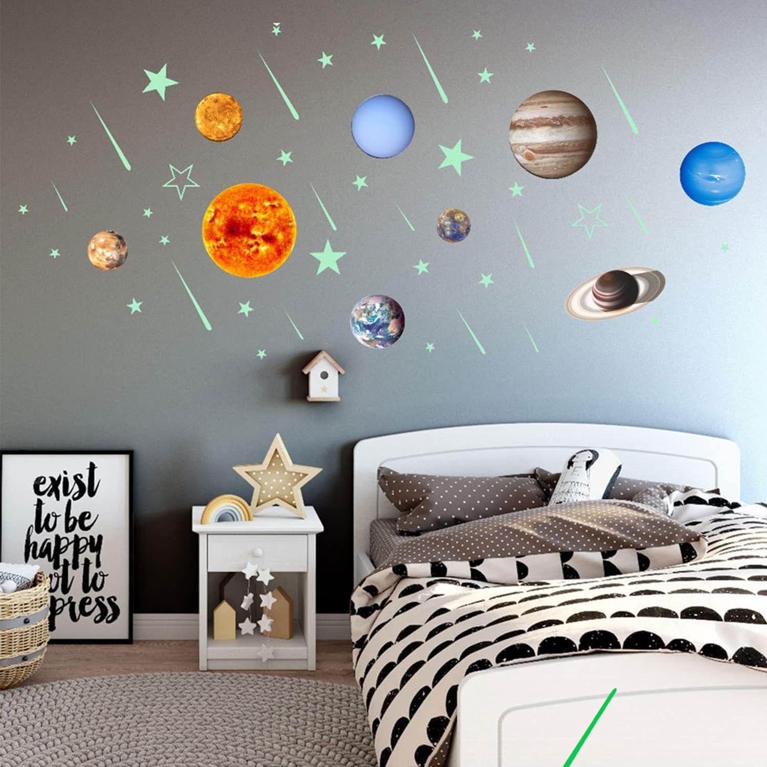 Glow in The Dark Star and Planets Wall Stickers, CAYUDEN Green Universe Solar System Glow in Dark Stars for Ceiling Glowing Ceiling Decorations Luminous Wall Decals for Kids Boys Girls Bedroom - Image 4