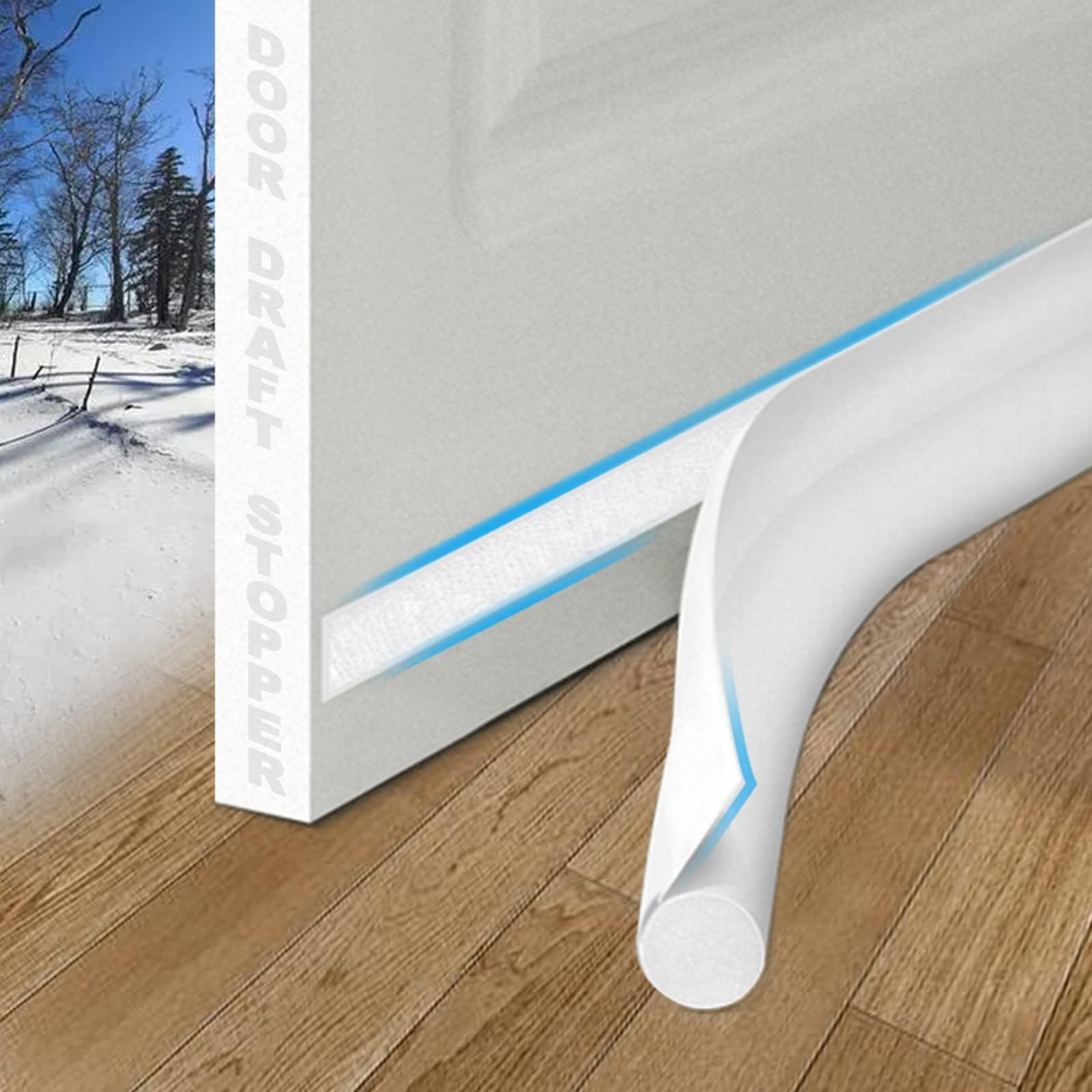 Under Door Draft Stoppers 36 Inch White Door Draft Blocker Sound Proof Draft Guard for Bottom of Doors Seal Gap Reduce Noise, Cold Air, Dust, Smoke, Wind/Breeze Underdoorseal Door Sweep