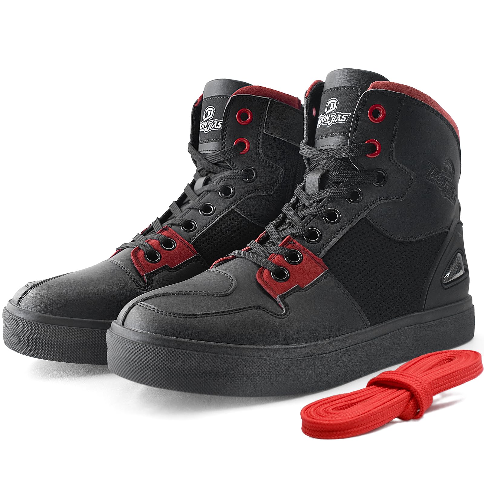Grapelet Motorrad Schuhe Herren Motorradstiefel Schwarz 40-46 | Atmungsaktive Männer,Lässige Knöchelpolster,rutschfest,Seitlichem Reißverschluss