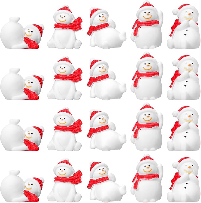 Amazon.com: Wenqik 50 Pcs Miniatures Christmas Snowman Figurines Ornaments DIY Resin Snowman ...