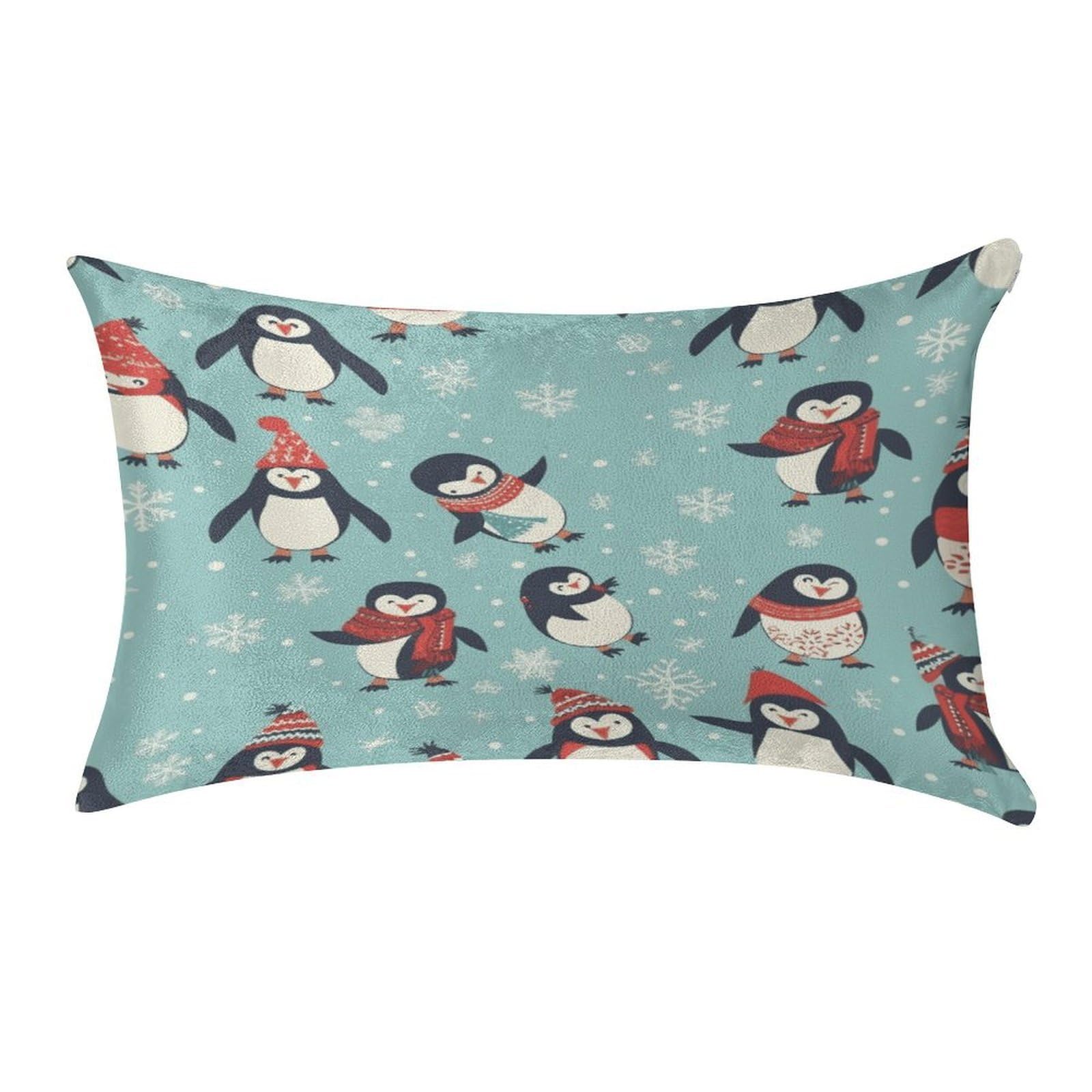 FekiLoot Winter Christmas Penguins Pillow Covers Luxury Velvet Oblong Pillowcases Rectangular Throw Pillows Case Decorative Velvet Cushion Covers Ultra Soft Lumbar Pillow Shells 12 X 20 in