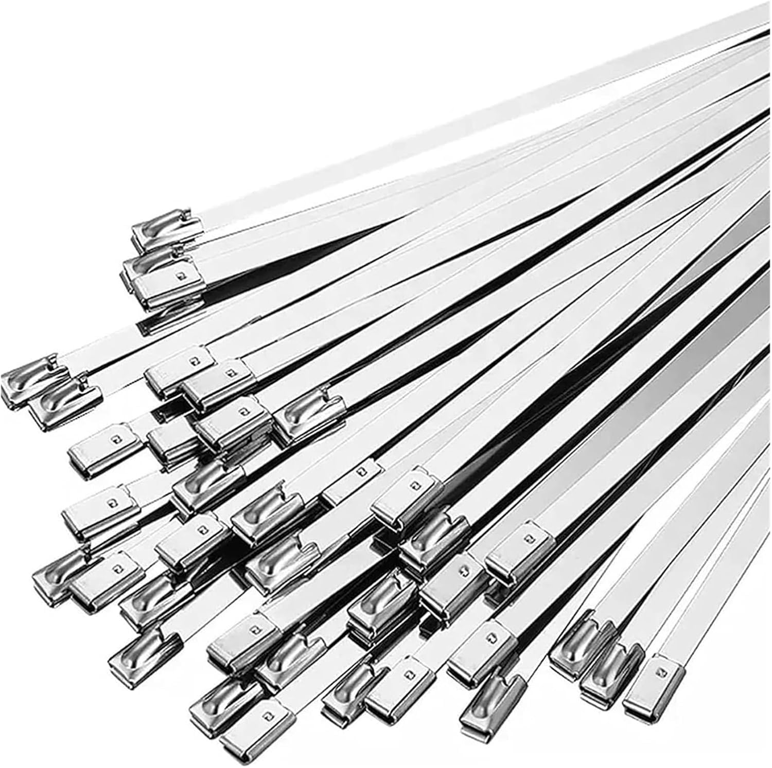 Bridas metálicas, Bridas for cables de acero inoxidable 304, envoltura recubierta escape con cremallera autoblocante 4,6mm, 100 Uds., 200-400mm
