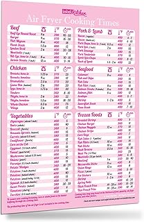 Must-Have Air Fryer Accessories Air Fryer Cooking Times All-In-One Magnet Accurate Instant Guide Big Text Easy To Read Healthy Handy Quick Cheat Sheet Chart 8”x11” Kitchen Gift Recipe Cookbooks - Pink