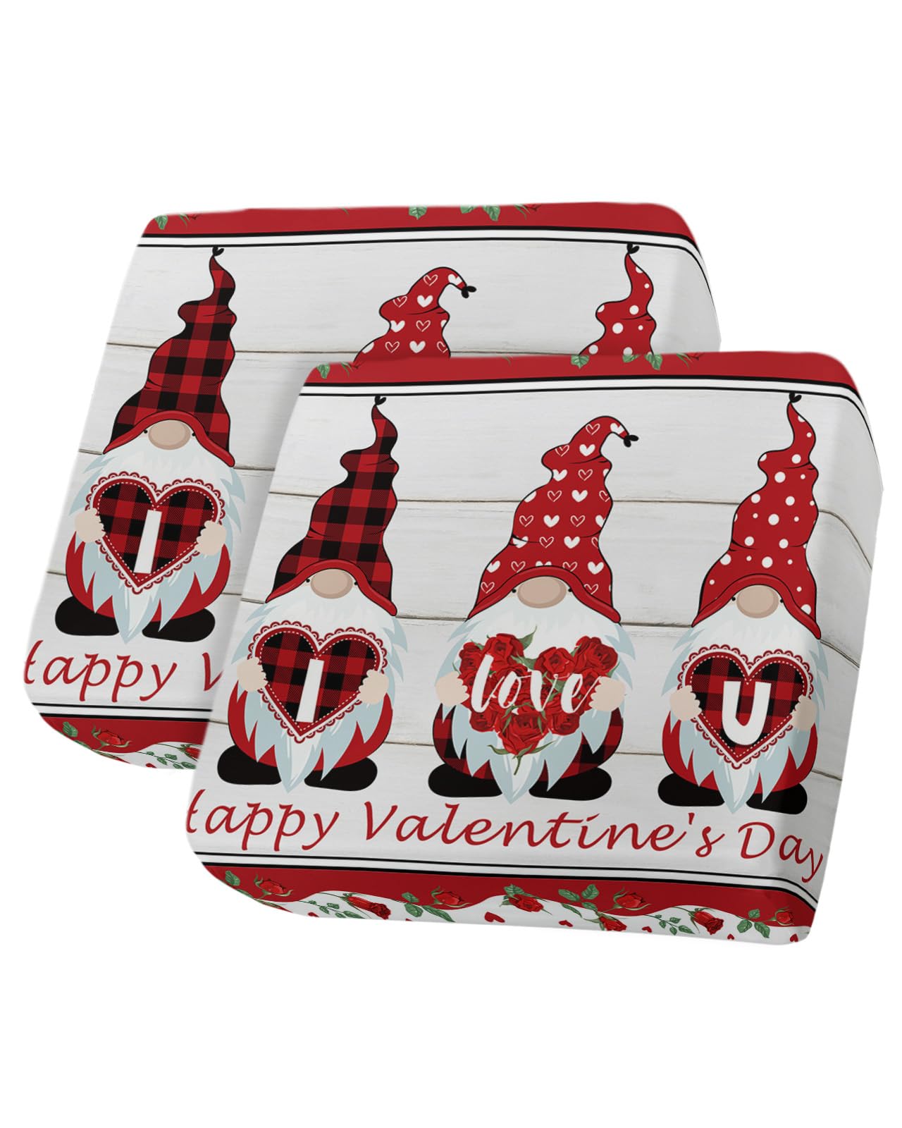TweetyBed Couch Cushion Covers Gnomes Holding Love Hearts Roses Wood Grain Separate Sofa Covers I Love U Couch Cushion Slipcover Sofa Seat Cover Furniture Covers Stretch Soft Protector Small2pcs