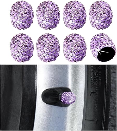 Ziciner 8 tapones hechos a mano para válvula de neumático de automóvil, diamantes de imitación de cristal brillante, accesorios de automóvil a