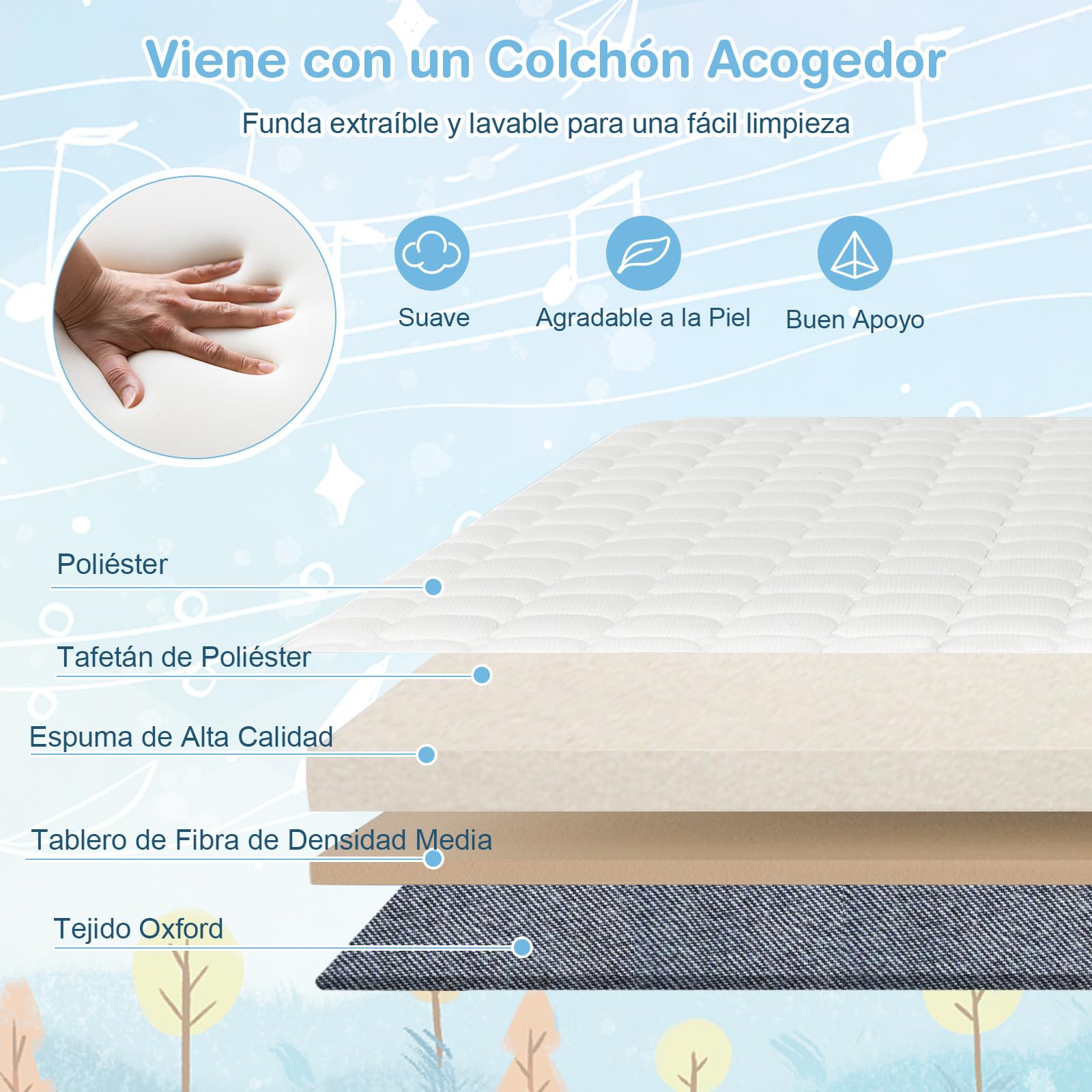 COSTWAY Cuna Colecho, Mini Cuna para Bebe con Altura Ajustable de 6 Niveles, Estante, Ruedas Bloqueables, Colchón y Bolsa de Transporte (Gris Ligero)
