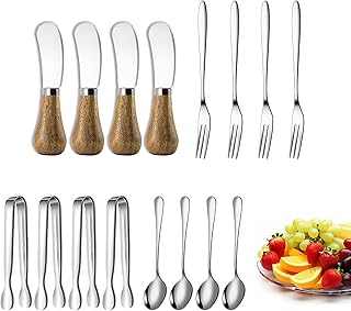 Zazolyne 16pcs Spreader Knives Set Cheese Butter Spreader Charcuterie Boards Utensils Mini Serving Spoons and Forks Small Serving Tongs for Pastry Making