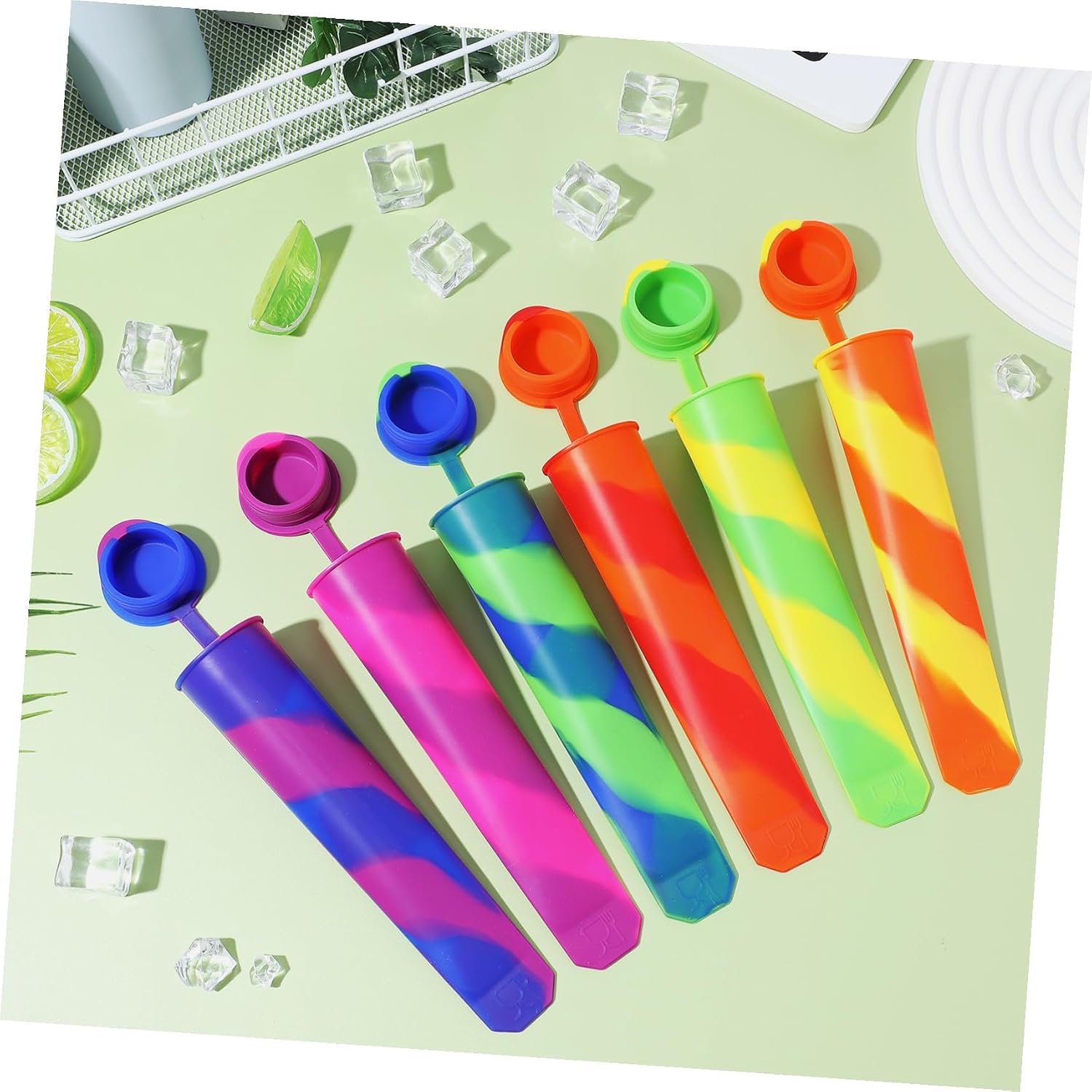 POPETPOP 12pcs Silicone Ice Cream Molds and Yogurt Tubes, Ice Pop Maker for Homemade Chilled Treats, Reusable Food-grade Silicone for and Adults
