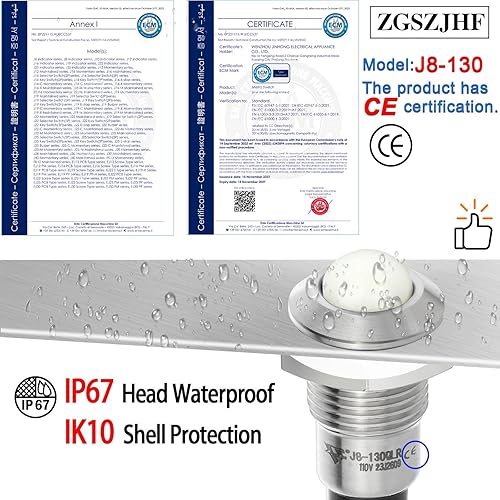 Miniatura 22 de 2 mini luces indicadoras de 0.315 in 0.31 pulgadas, 12 V-24 V, LED rojo, impermeable, IP67, cúpula, cabeza alta, lámpara de señal de acero