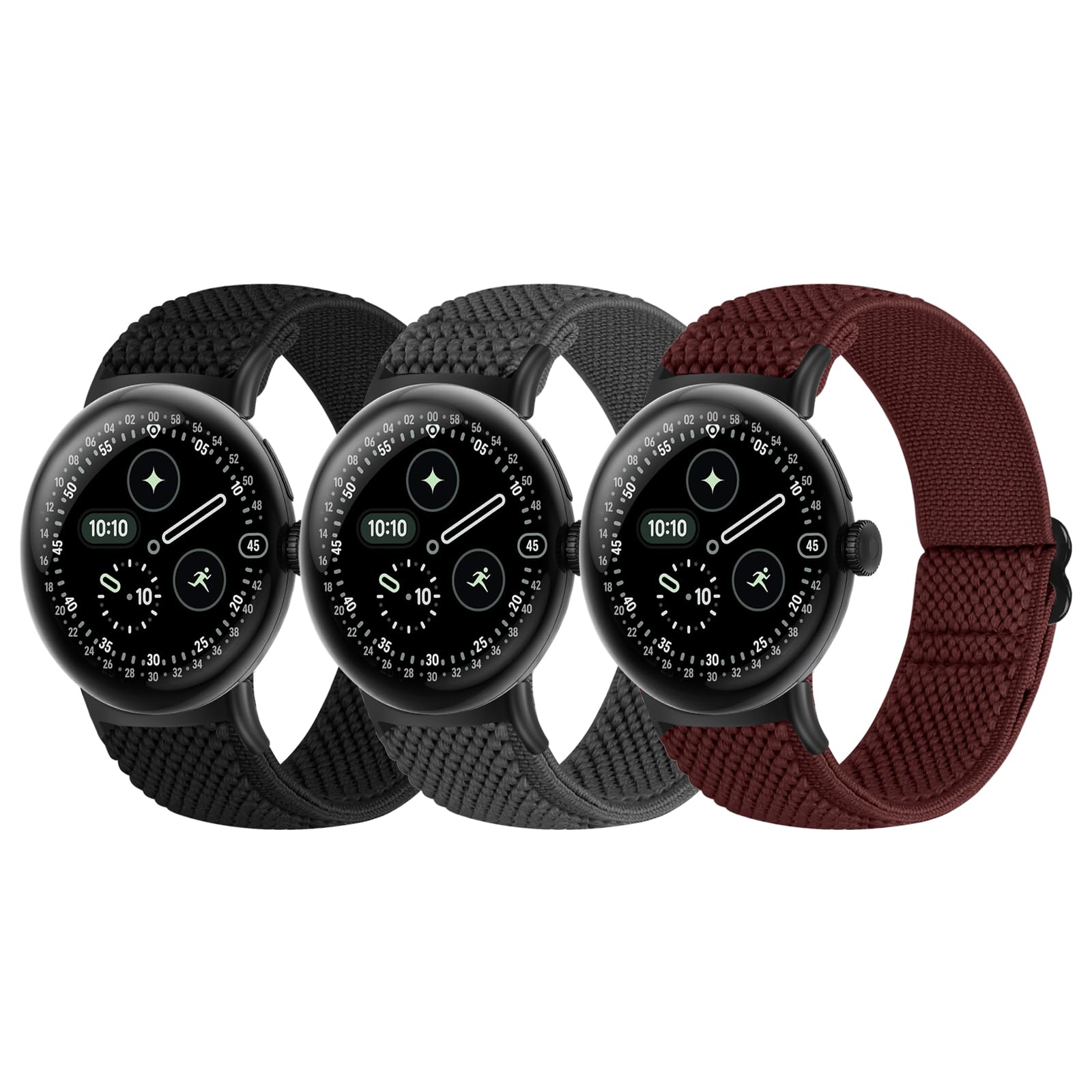 BTTNG Elastic Watch Straps Compatible with Google Pixel Watch 4/3 41mm/Pixel Watch 2/1 Bands for Women Men, Adjustable Stretchy Sport Nylon Bands Replacement Wristbands 3 Pack — view 10