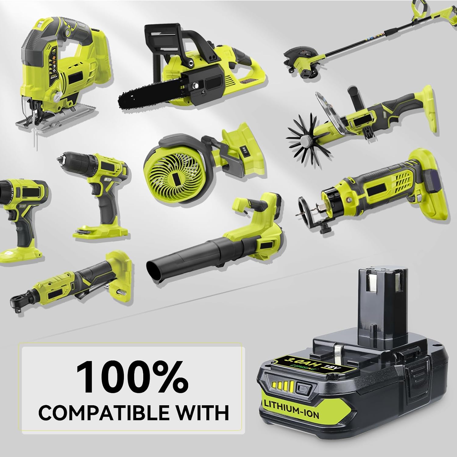 LUMSING 3000mAh P102 Battery and P117 Charger Compatible with Ryobi 18V Battery Lithium P102 P103 P104 P105 P107 P109 P122 Cordless Tool Batteries Rapid Rechargeable Batteries with Indicator