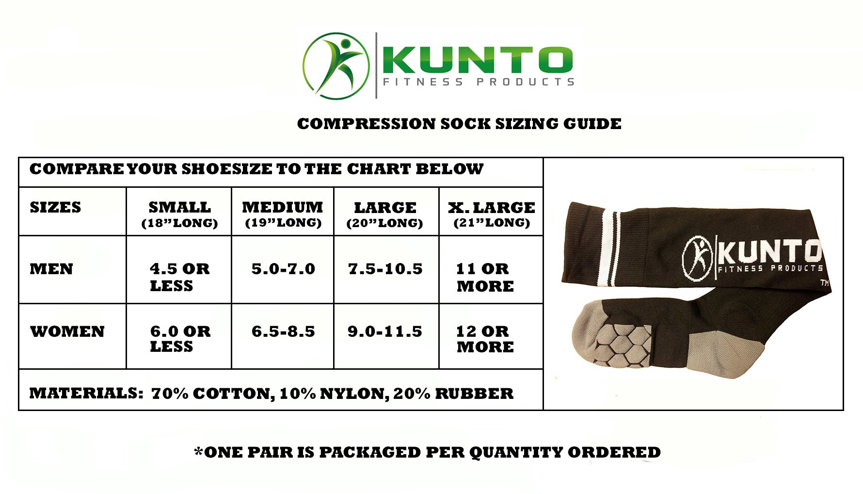 Kunto Fitness Compression Socks (Medium, Black)