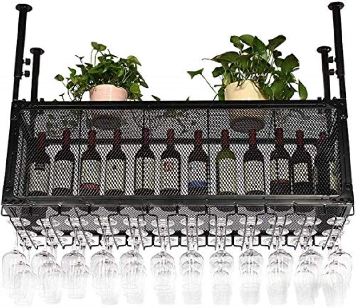 Casiers à vin suspendus en fer forgé 80x35cm avec hauteur réglable pour bar