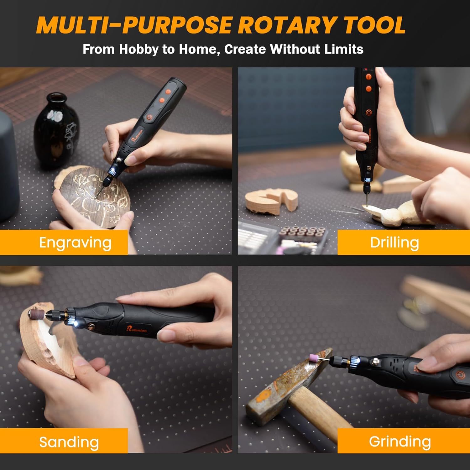 Mini Cordless Rotary Tool, 5 Variable Speed 23000RPM, 2000mAh Battery, Type-C Charging, 4V Rotary Tool Kit with 79Pcs Accessories for Carving, Sanding, Drilling, Grinding (Black)