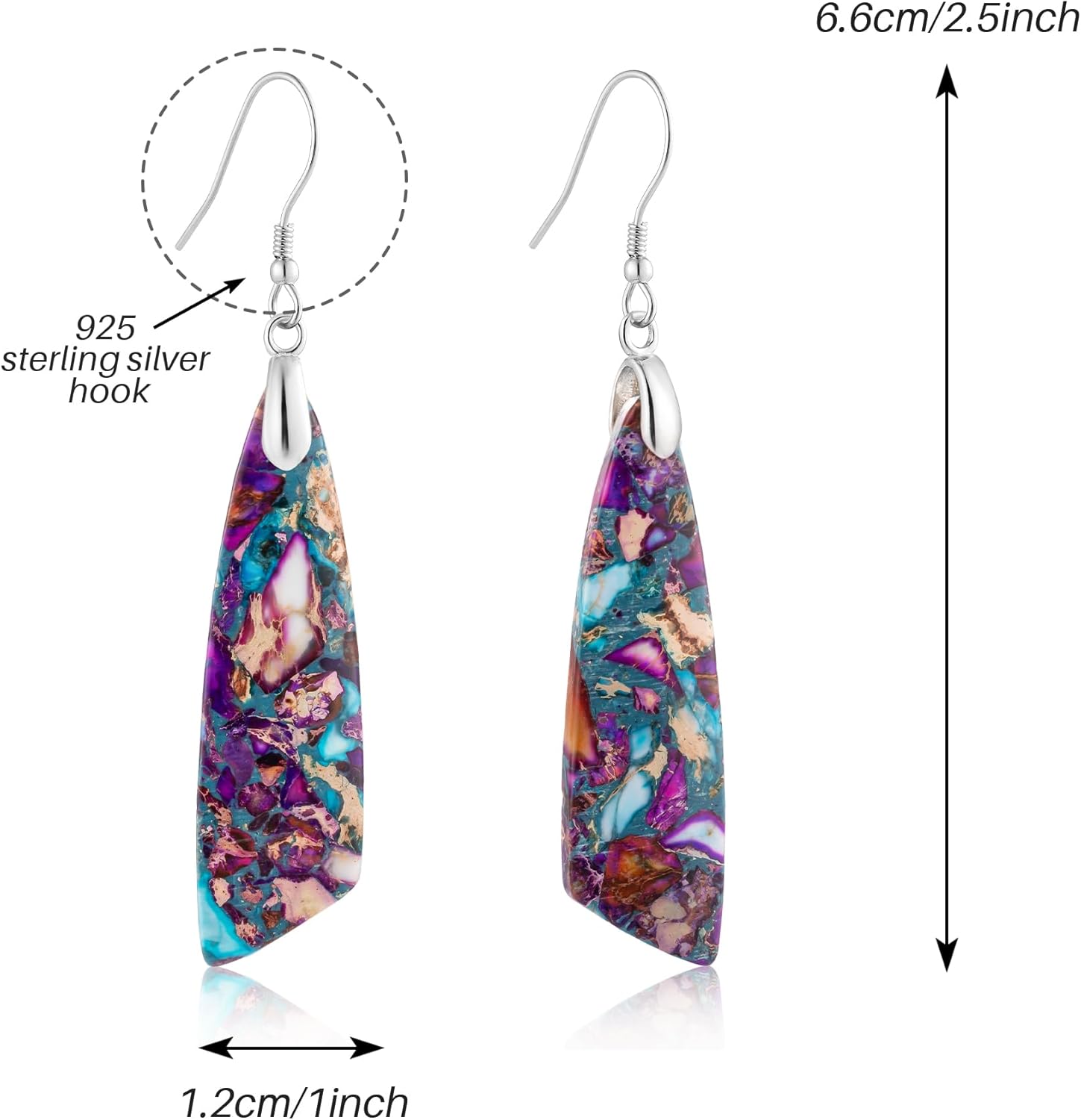 SELOVO Jasper Stone Earrings for Women Trendy Dangle Earrings Fishhook Drop Earrings - Image 4