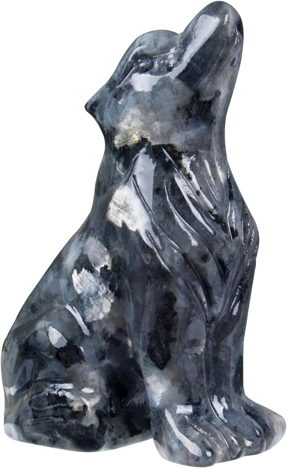 2 Inch Shimmer Stone Wolf Crystal Statue Wolf Decor Healing Crystal Wolf Figurines Hand Carved Stone Energy Gemstones for Luck Statue in Home and Office Meditation