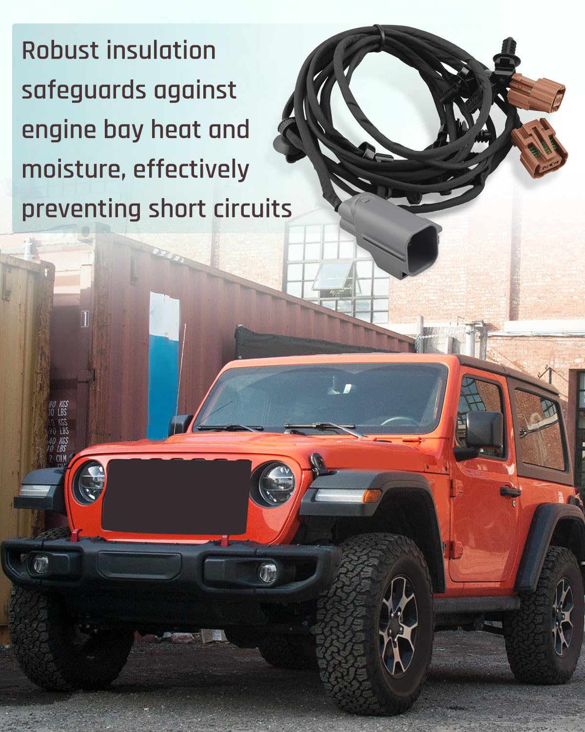 Front Fascia Wiring Harness Fit for Jeep Wrangler 2018-2023, Fit for Jeep Gladiator 2021-2022, Headlight Wiring Harness Replaces 68336462AE