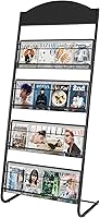 XIDIHF 4-Tier Floor Standing Magazine Rack - 24.8" Wide Iron Brochure Newspaper Display Stand with Billboard