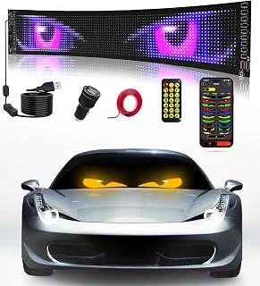 Probapro Devil Eyes Windshield Light: 23.4"x4.7" Programmable LED Sign w/ App & Remote Control - USB Car Display