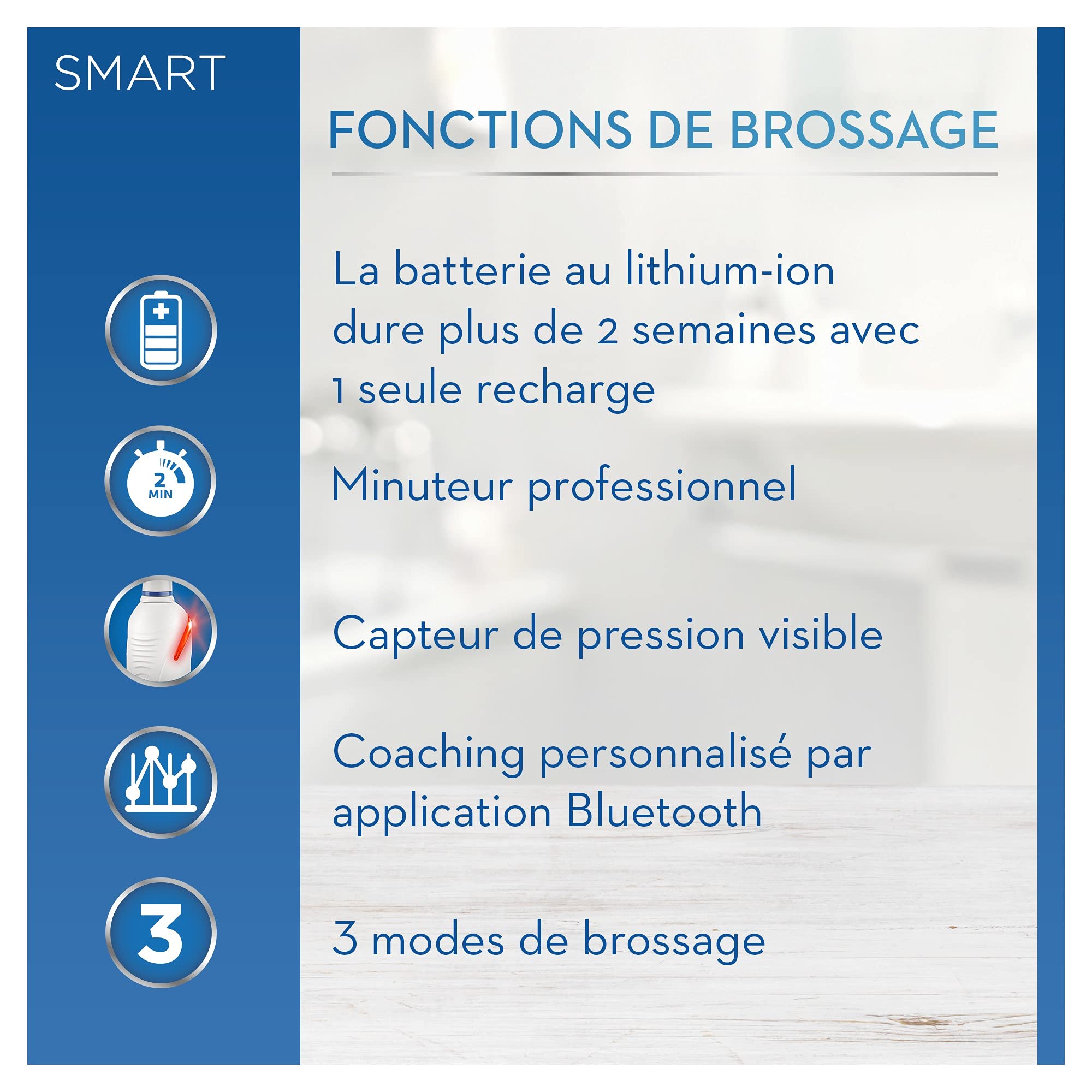 Oral-B Smart 4 Brosse Ã€ Dents Ã‰lectrique Rechargeable Avec 1 Manche Connecté Bluetooth Et 2 Brossettes, 5 Modes Dont Blancheur, Douceur Et Soin Des Gencives