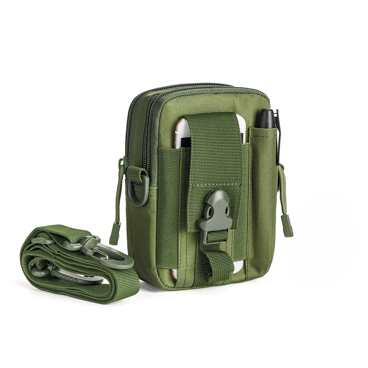 Saiyam Waist Pouch with Strip Adjustable and Multipurpose Tactical Nylon Waist Bags, Universal Outdoor Waist Pouch Security Purse Phone Carrying Case (Green)-image-39