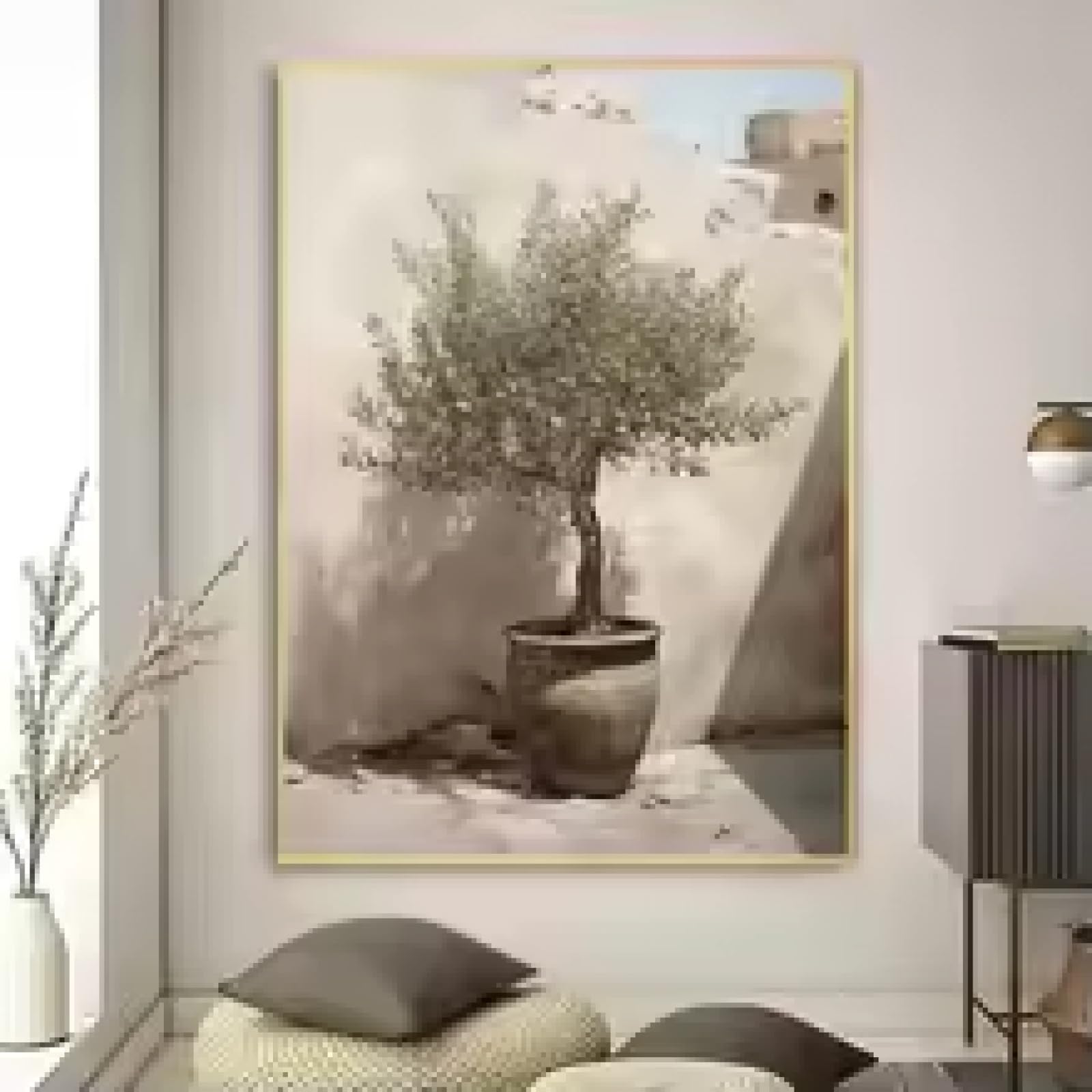 Peinture murale rétro de qualité supérieure tableau floral avec cadre - 7