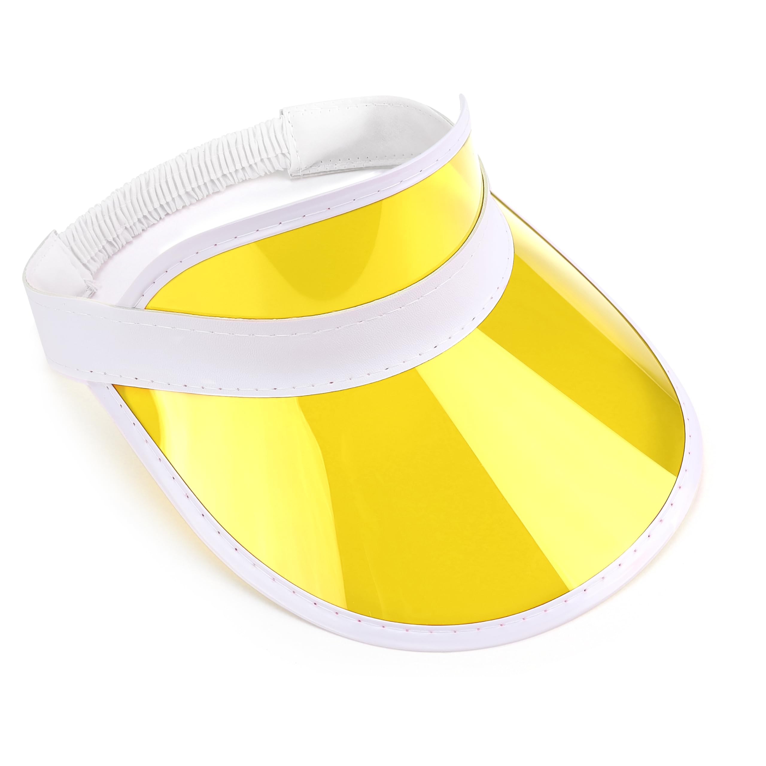 Unisex 80s Style Retro Neon Sun Visor Hat Headband Cap Golf Tennis Stag Poker Party (Yellow)