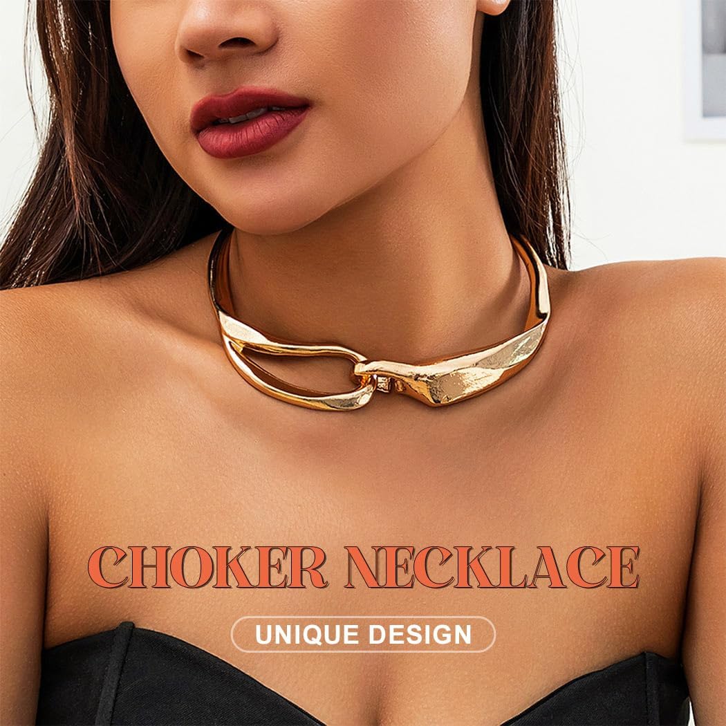 ACEDRE Chunky Gold Choker Necklace Thick Cuban Link Statement Chain for Women - Image 5