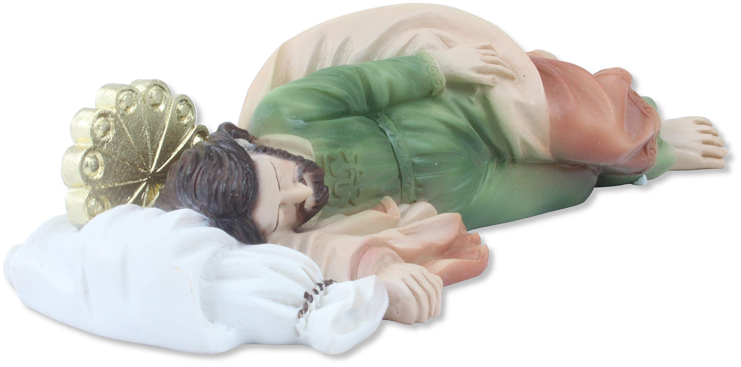 Slapende Josef figuur van kunsthars, 14 cm lang, handbeschilderd