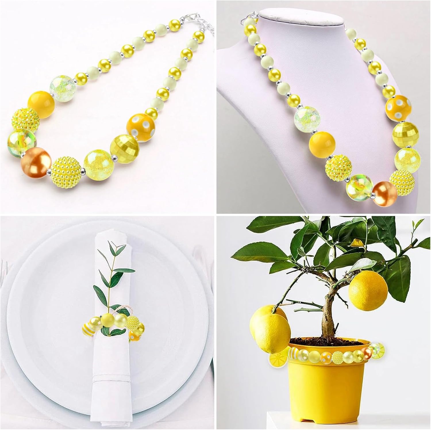 KitBeads 50Pcs Random 20mm Yellow Bubblegum Beads Round Faceted Rhinestone Beads Fall Chunky Gumball Beads for Jewelry Making Keychains Pens Kits - Image 7