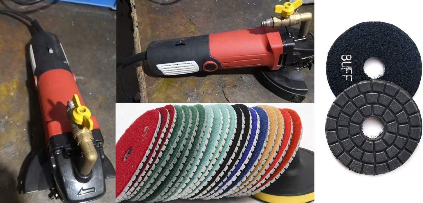 Wet Polisher Grinder 4 Inch Diamond Wet Sanding Polishing Pads 55+1 Kit Tools for stone concrete travertine floor tile counter top DIY polish repair refinishing