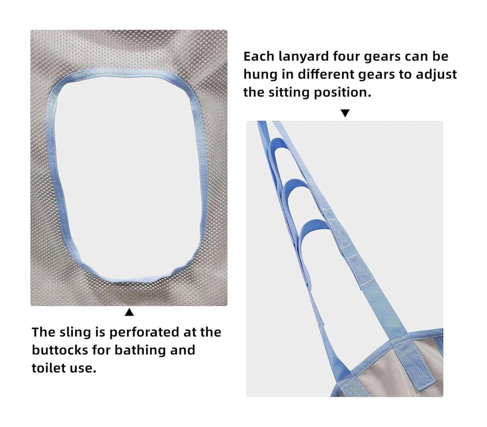 Eslinga de ducha，Traslado de paciente， Arnés de baño for elevación de pacientes Arnés de malla universal for elevación de pacientes Arnés de transferencia de cuerpo completo for ayuda al paciente