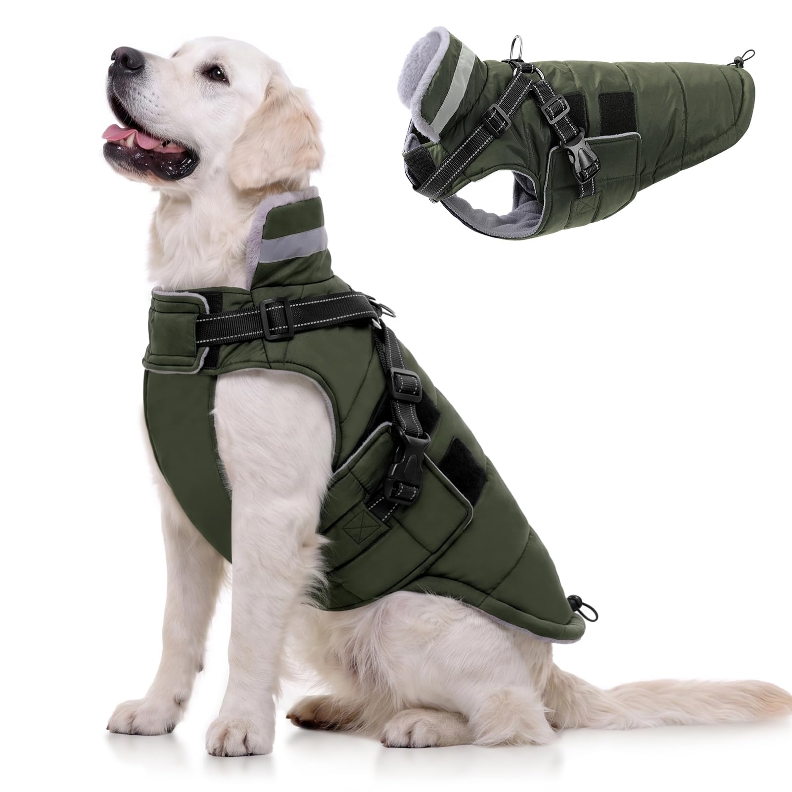 Queenmore XXXL Dog Coats for Extra Large Dogs Winter with Harness โ image 1