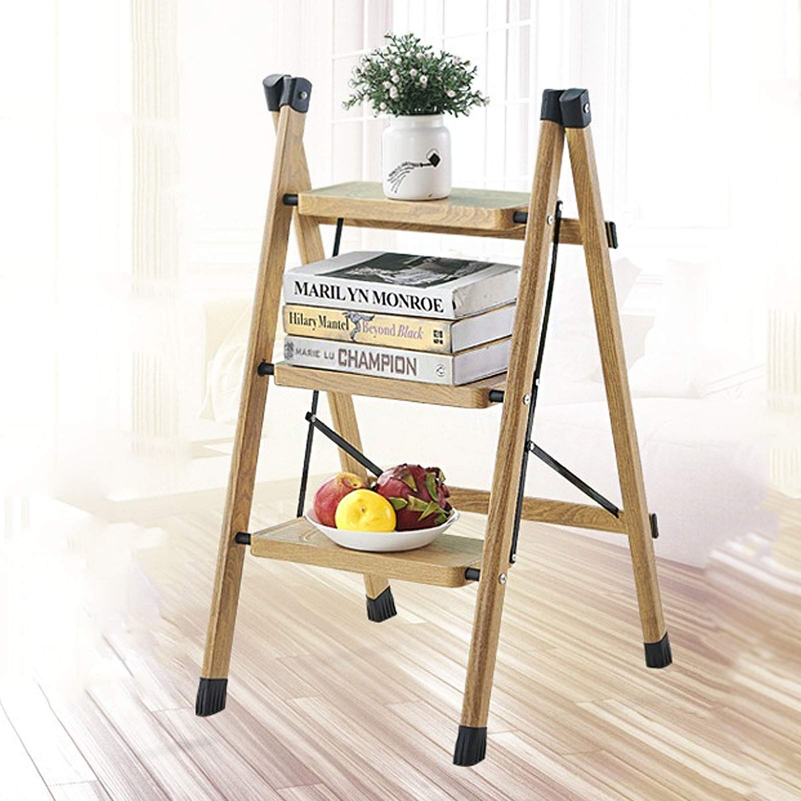 Chaise pliante échelle ascendante en bois pour rangement de cuisine
